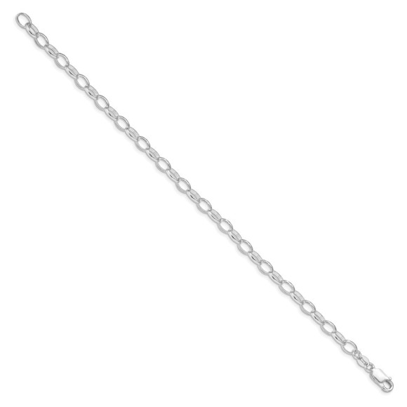 926 Sterling Silver 5mm Rolo with Lobster Clasp Charm Link Bracelet Starter, 8" - Picture 2 of 3